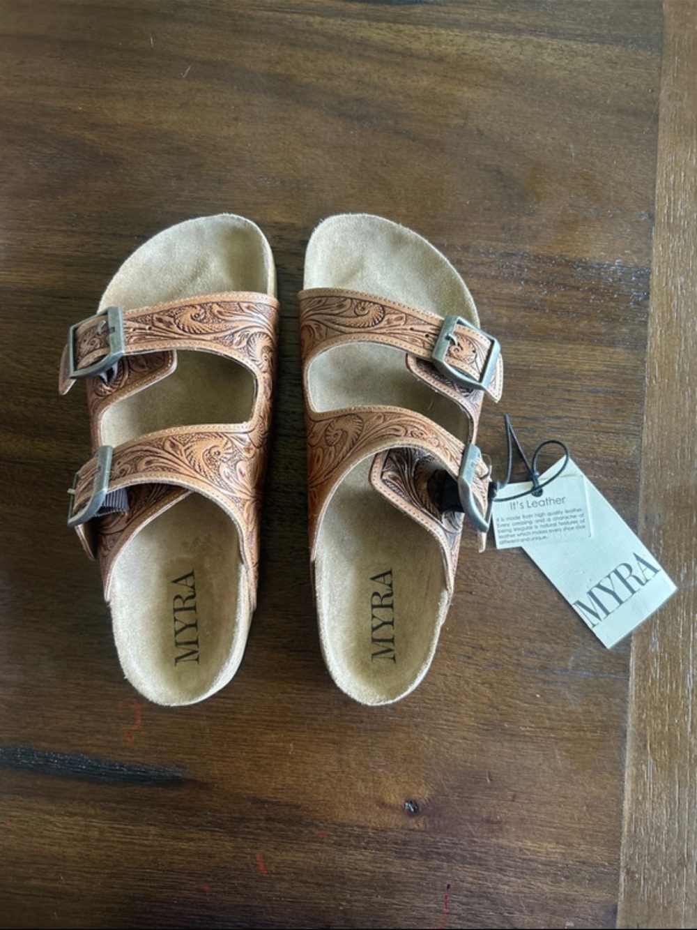 Myra Leather Double-Buckle Sandals